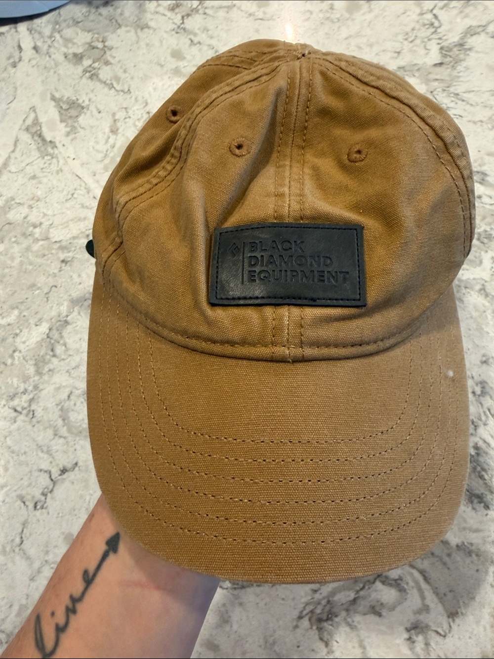 Black Diamond Equipment Brown Canvas Dad Hat Leather Logo Patch Adjustable Cap